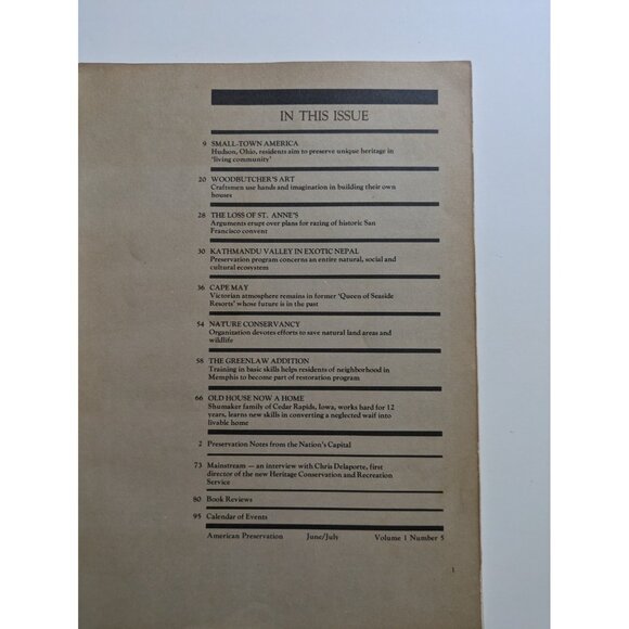 American Preservation Magazine - June July 1978 Cape May NJ Vol. 1 #5 Historic - Picture 4 of 14